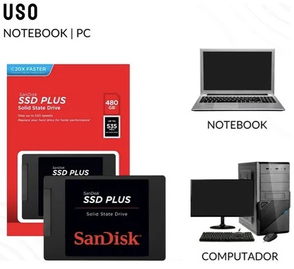 Ssd 480gb Sata 3.0 6 Gb/s Interno Sandisk Plus - Imagem 2